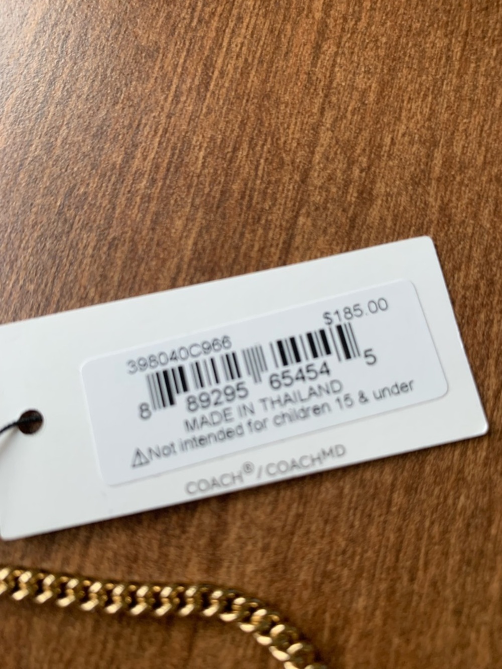 Coach Gold Tone Chain Necklace with Branded Tag - Picture 5 of 6